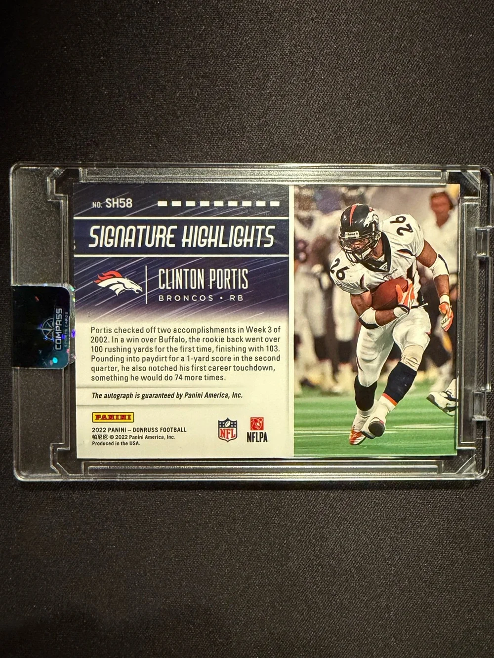 2022 Panini Prizm Clinton Portis Autographed Signature Highlights Card